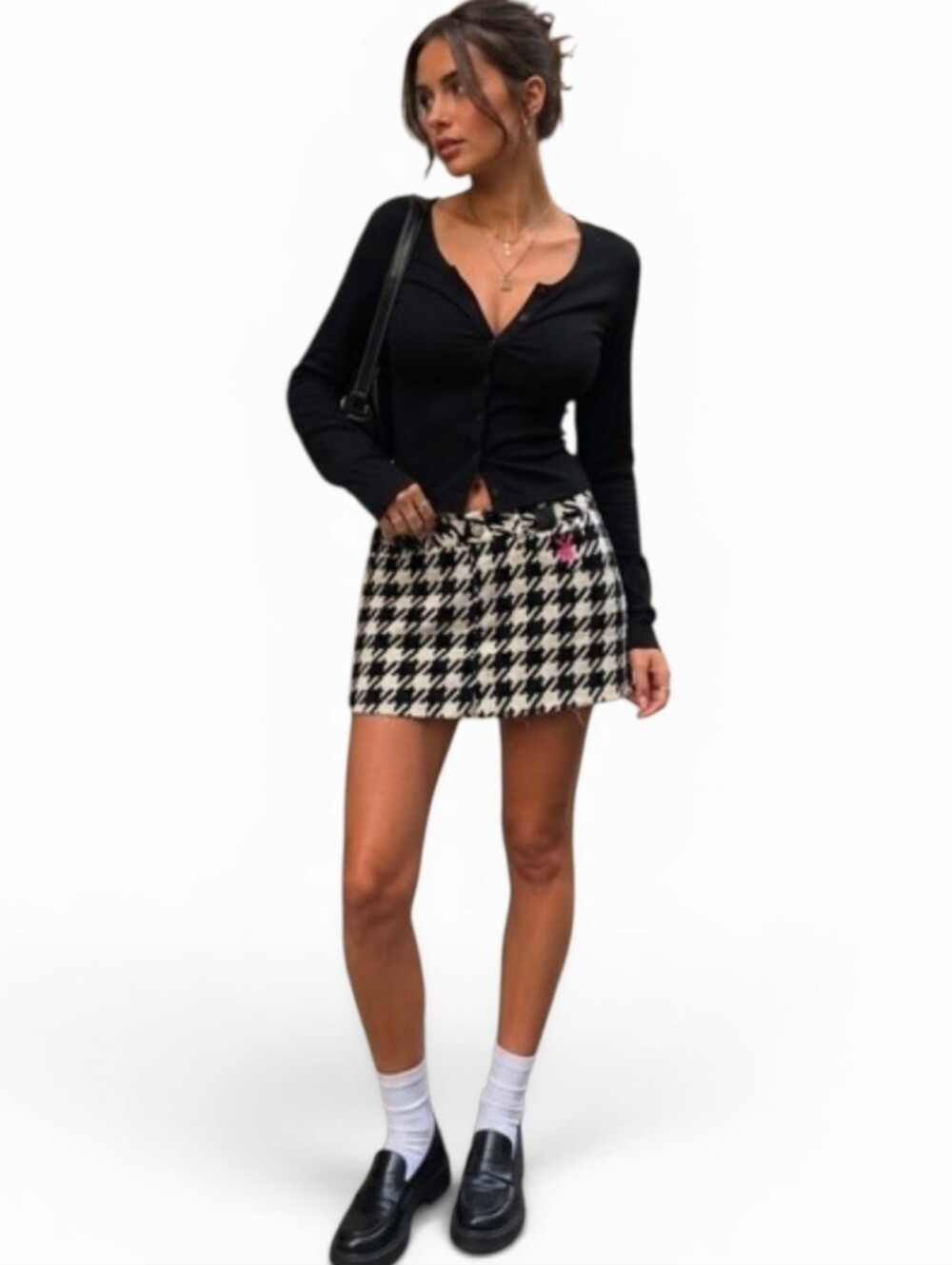 PLAYBOY X PACSUN Corduroy Houndstooth Mini Skirt - Size 26
